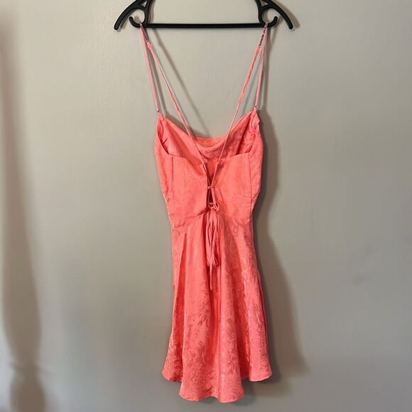 New! For Love and Lemons Gabrielle Mini Dress Satin in Pink Size Small NWT - Picture 9 of 14